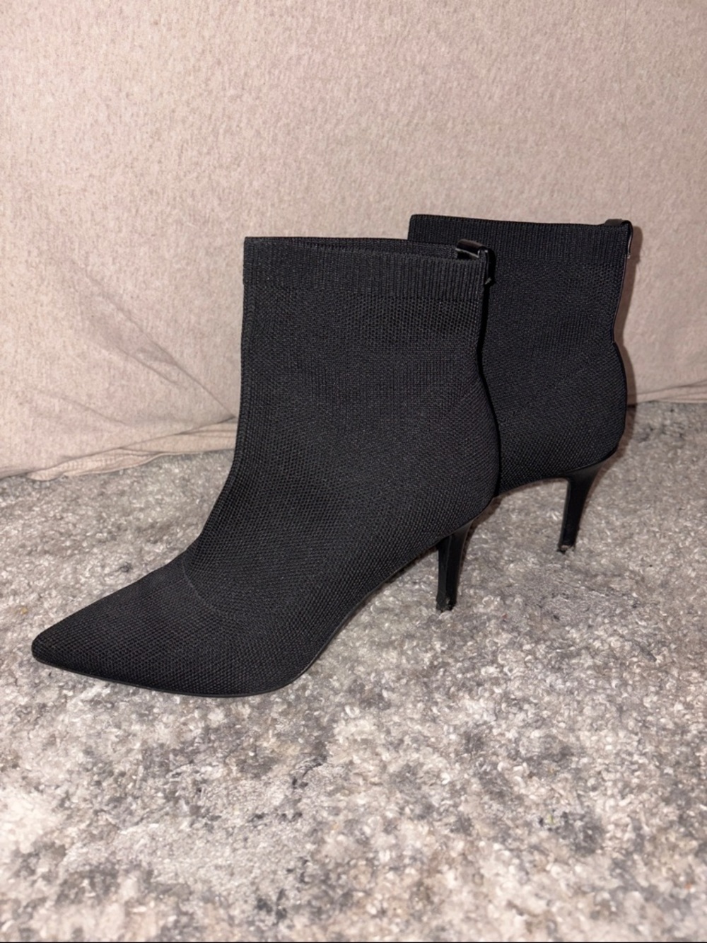 Calvin Klein Black Knit Pointed Toe Ankle Booties
